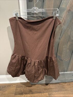 wild fable Strapless Brown Ruffled Mini Dress